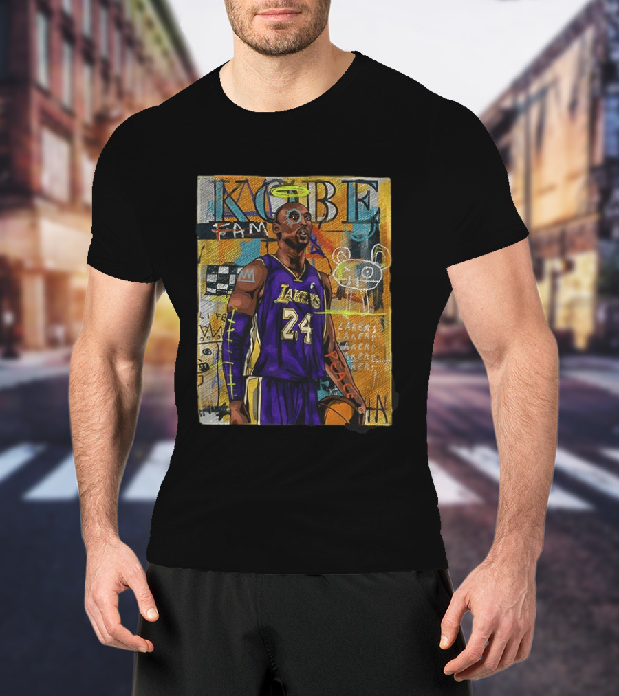 Kobe Bryant Lakers 24 Halo Peace Abstract Graffiti T-Shirt