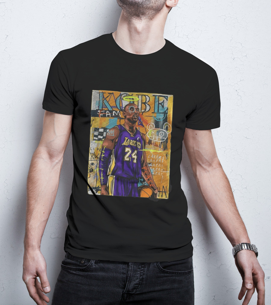 Kobe Bryant Lakers 24 Halo Peace Abstract Graffiti T-Shirt