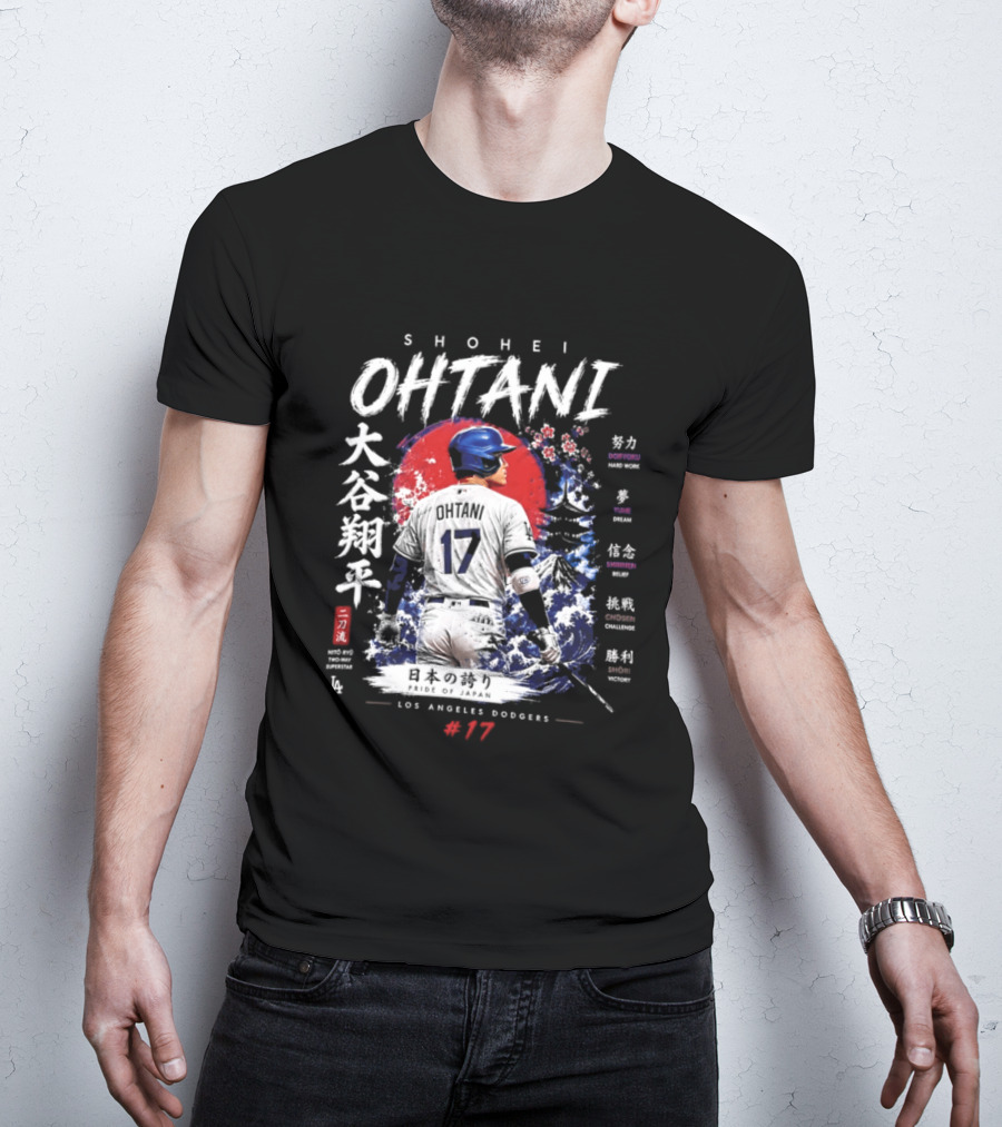 Shohei Ohtani Los Angeles Dodgers Japanese Two Way Player #17 T-Shirt