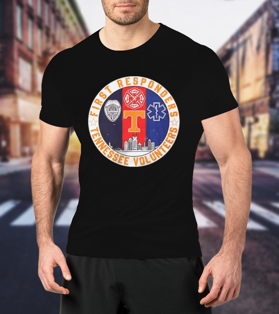 Tennessee Volunteers First Responders Police Fire EMS Skyline T-Shirt