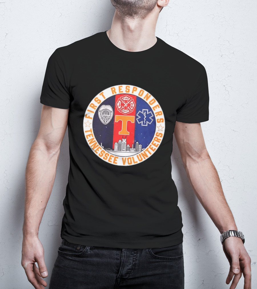 Tennessee Volunteers First Responders Police Fire EMS Skyline T-Shirt