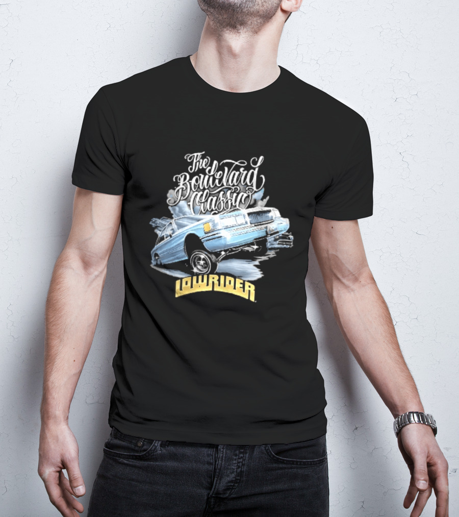 The Boulevard Classic Lowrider Lowrider Light Blue Bouncing Car Smoke T-Shirt