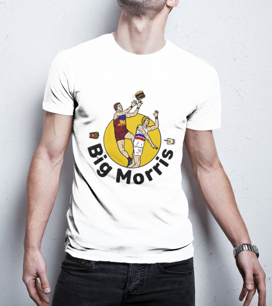 Big Morris Brisbane Lions AFL Australian Rules Football Player Burger Jump T-Shirt