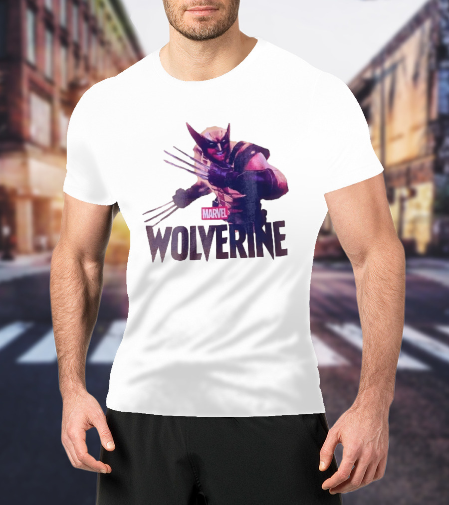 Marvel Wolverine Masked Superhero Claws Extended Purple Glow T-Shirt