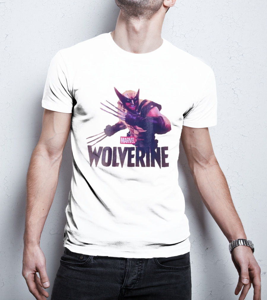 Marvel Wolverine Masked Superhero Claws Extended Purple Glow T-Shirt