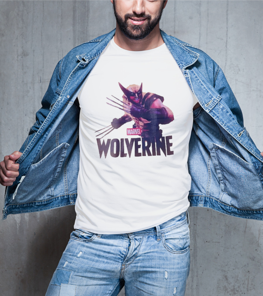 Marvel Wolverine Masked Superhero Claws Extended Purple Glow T-Shirt