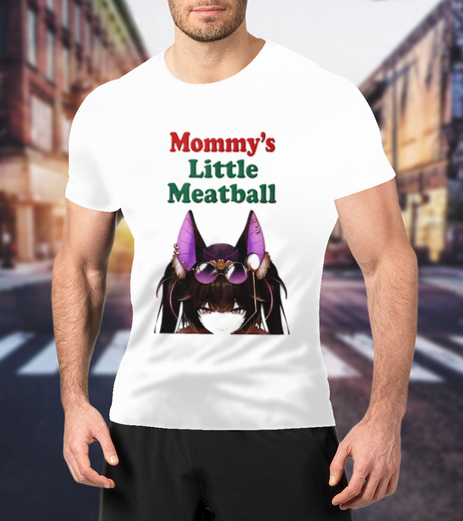 Mommy's Little Meatball Bat Vtuber Black Wings Purple Ears Playful T-Shirt