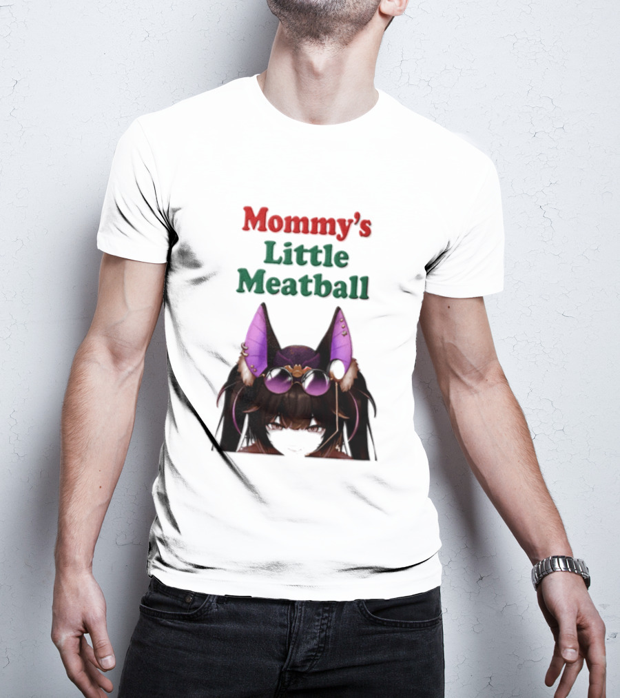 Mommy's Little Meatball Bat Vtuber Black Wings Purple Ears Playful T-Shirt