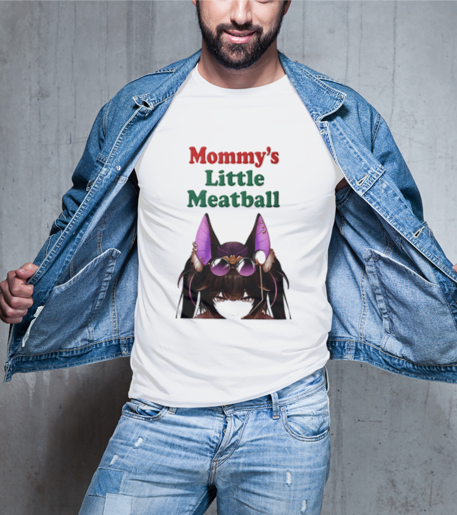 Mommy's Little Meatball Bat Vtuber Black Wings Purple Ears Playful T-Shirt