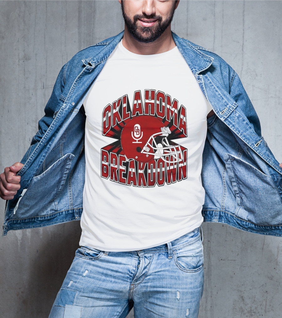 Oklahoma Breakdown Football Helmet OB Podcast T-Shirt