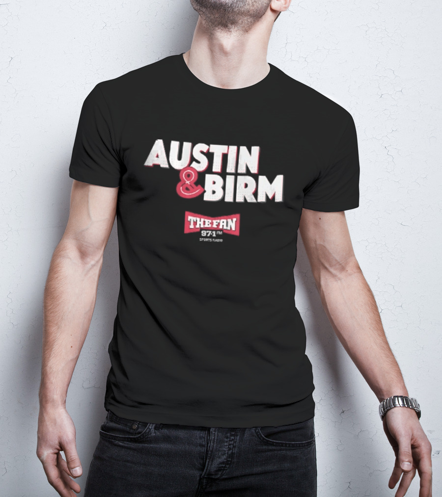 Austin Birm The Fan 97.1 Sports Radio Red Bowtie Block T-Shirt