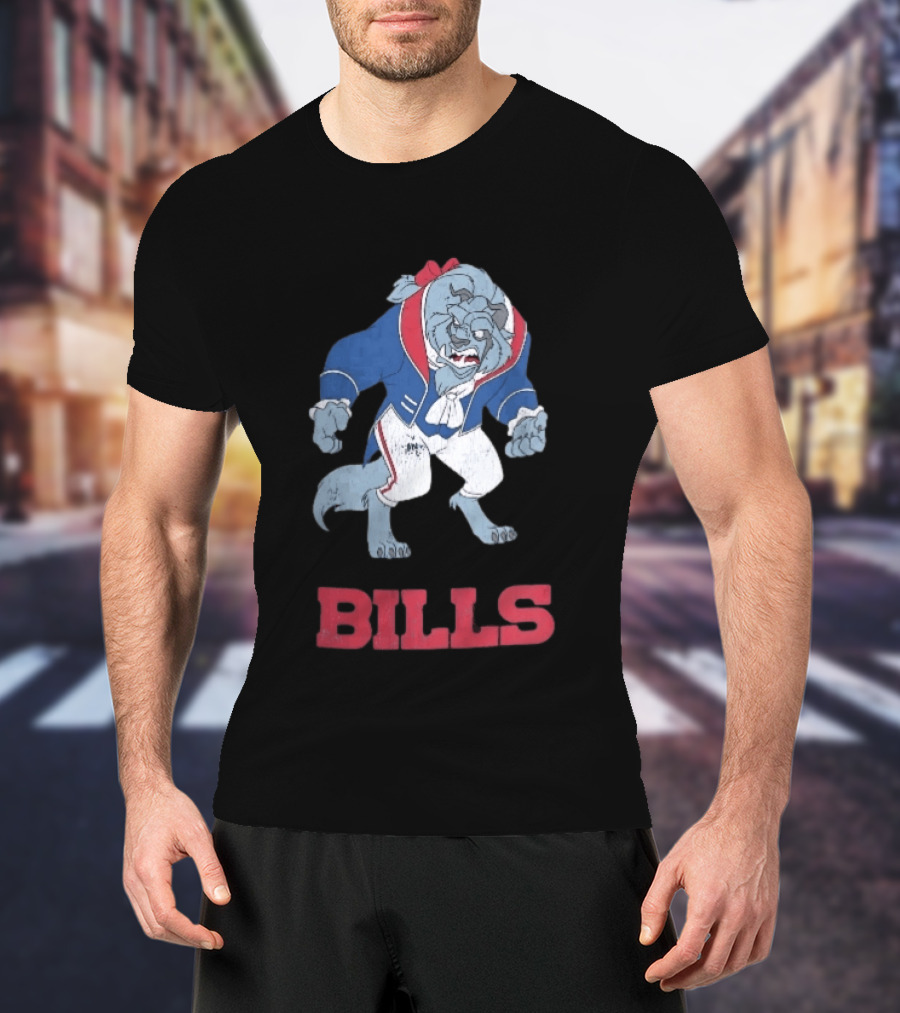 Buffalo Bills Distressed Cartoon Beast Snarling BILLS T-Shirt
