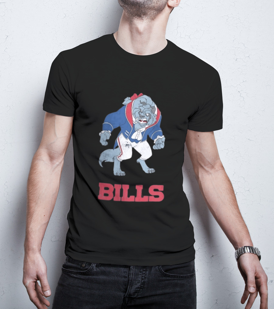 Buffalo Bills Distressed Cartoon Beast Snarling BILLS T-Shirt