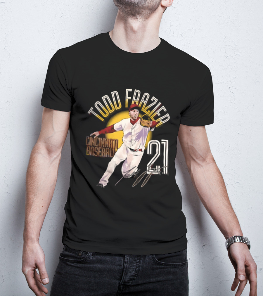 Todd Frazier Cincinnati Baseball 21 Fielding Yellow Sun T-Shirt