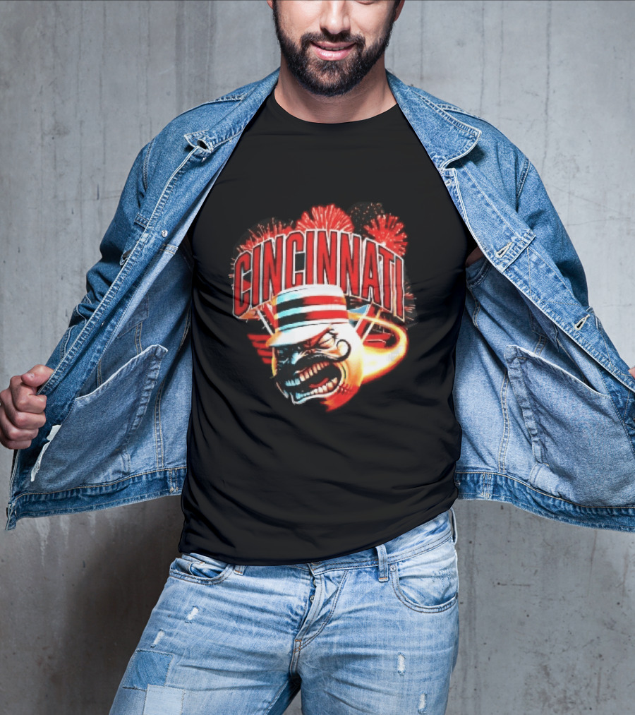 Cincinnati Reds Angry Pillbox Hat Fireball Fireworks MLB T-Shirt