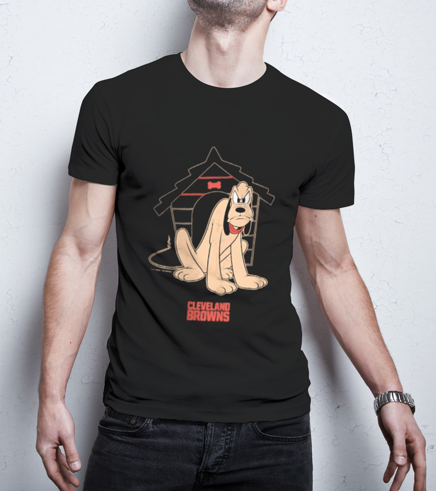 Cleveland Browns Angry Pluto Disney Cartoon Dog Doghouse T-Shirt