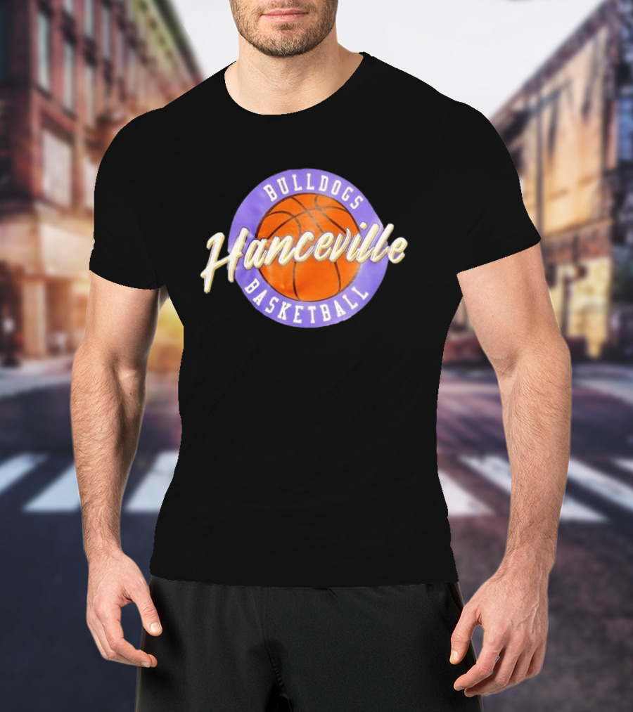Hanceville Bulldogs Basketball Purple Circle Orange Ball T-Shirt
