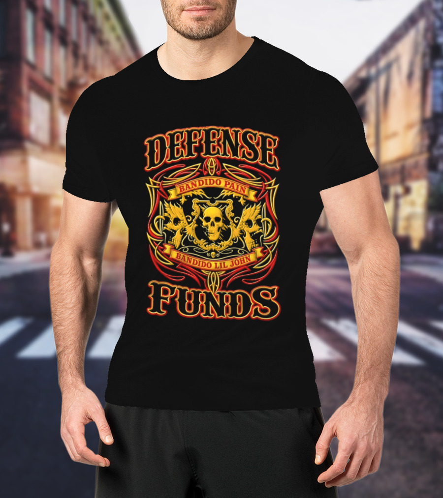 Defense Bandido Pain Bandido Lil John Funds Skull Crest T-Shirt
