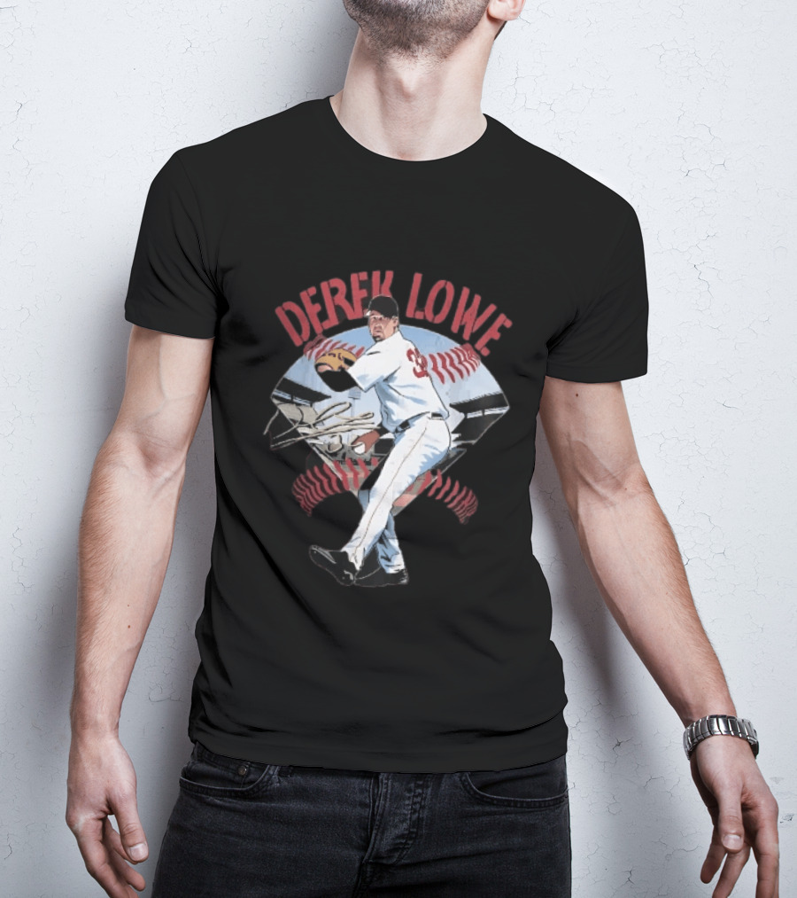 Derek Lowe Number 32 Pitcher Vintage Baseball Action T-Shirt