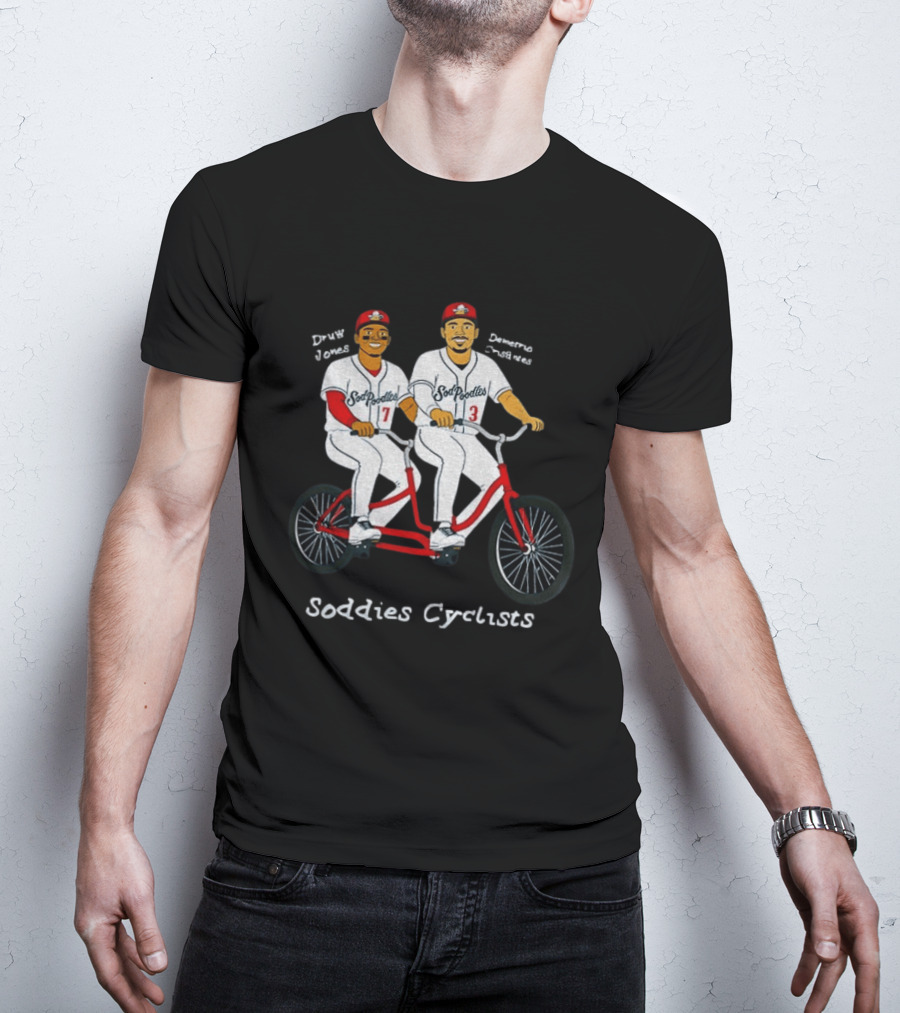 Druw Jones Demetrio Crisantes Sod Poodles Soddies Cyclists Retro Baseball Tandem Riders T-Shirt