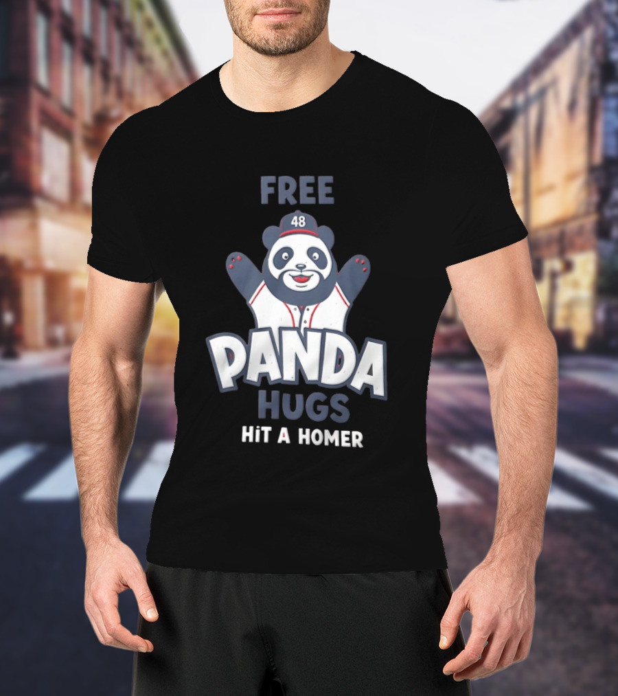 Free Panda Hugs Hit A Homer Baseball Number 48 T-Shirt