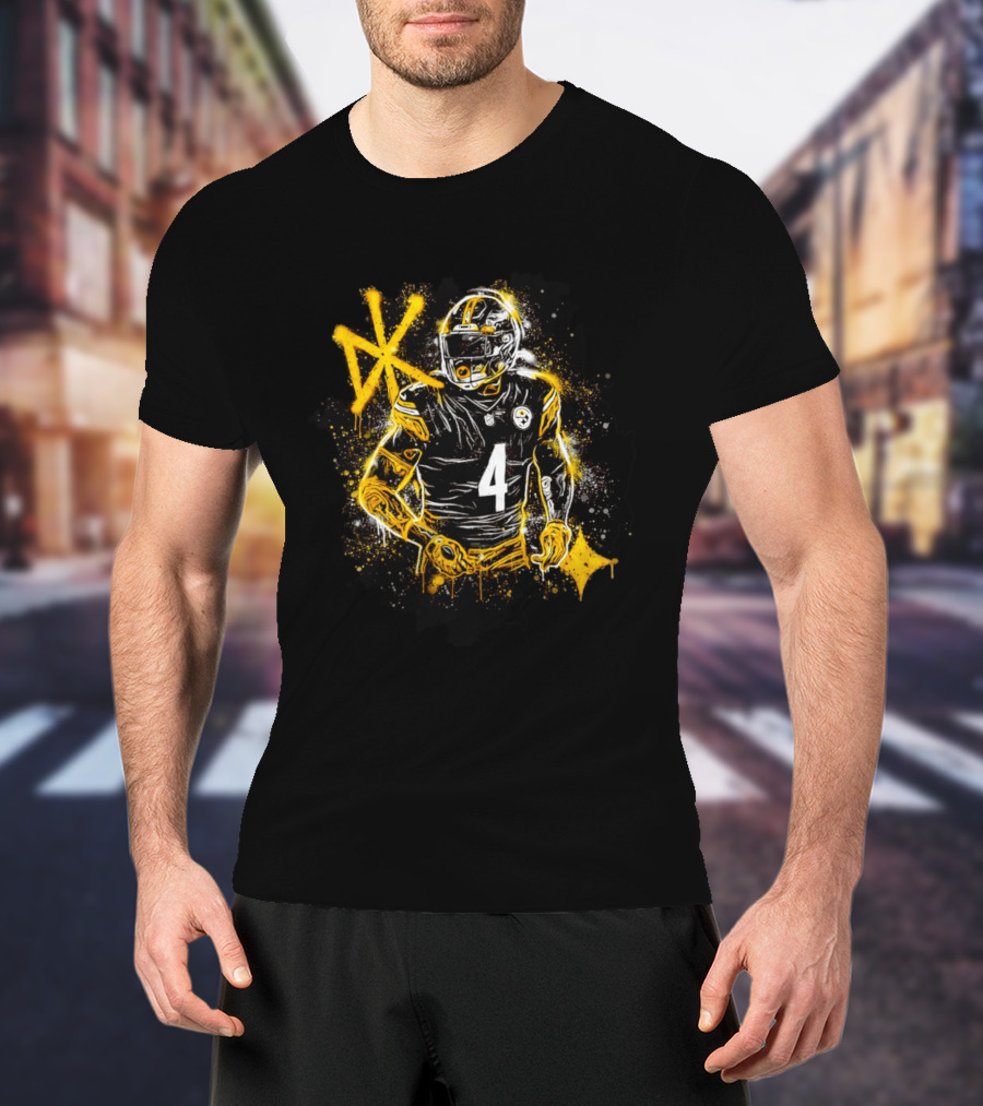 Pittsburgh Steelers Number 4 Player Graffiti T-Shirt
