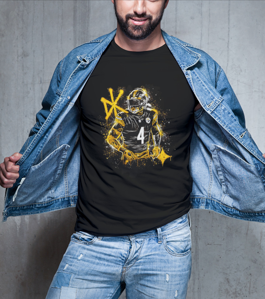 Pittsburgh Steelers Number 4 Player Graffiti T-Shirt