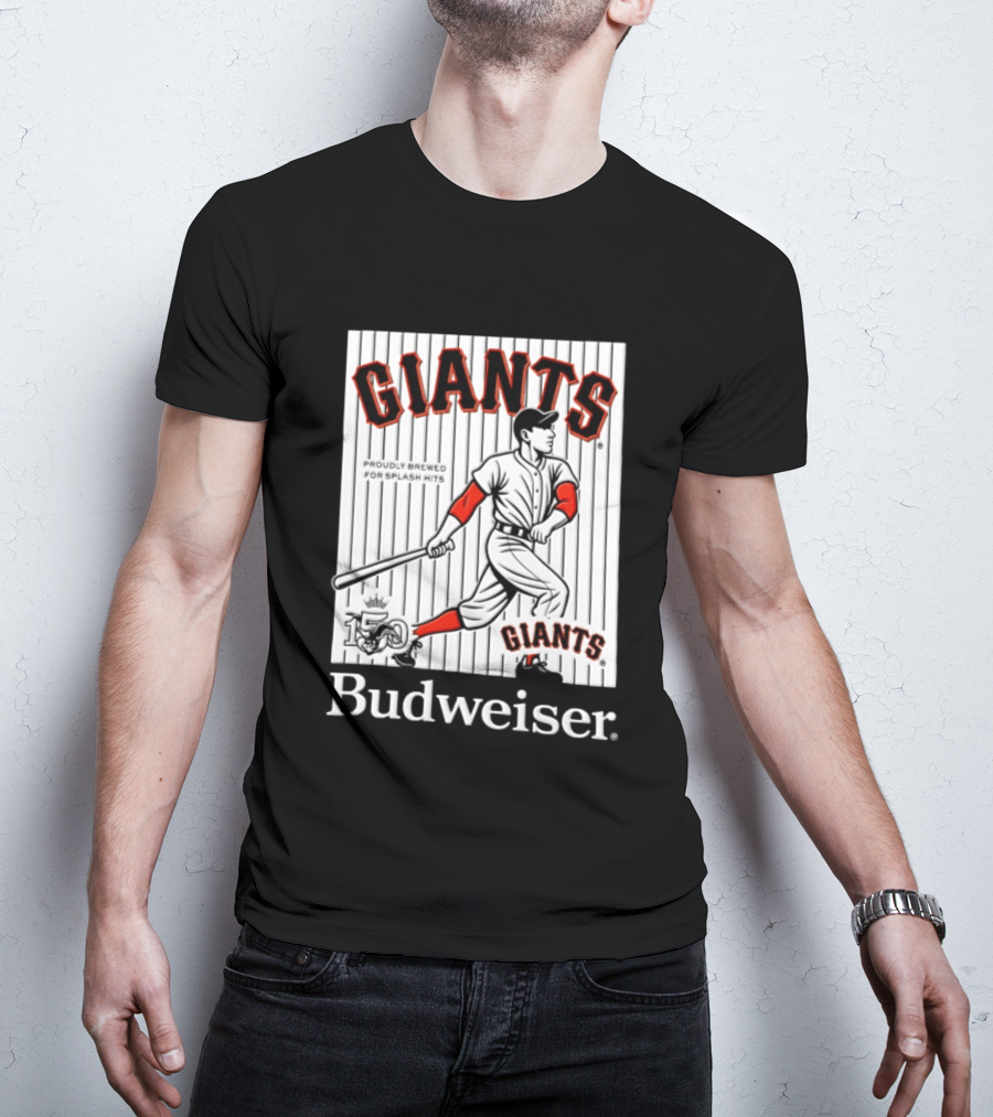 San Francisco Giants 150 Years Budweiser Splash Hits Baseball T-Shirt