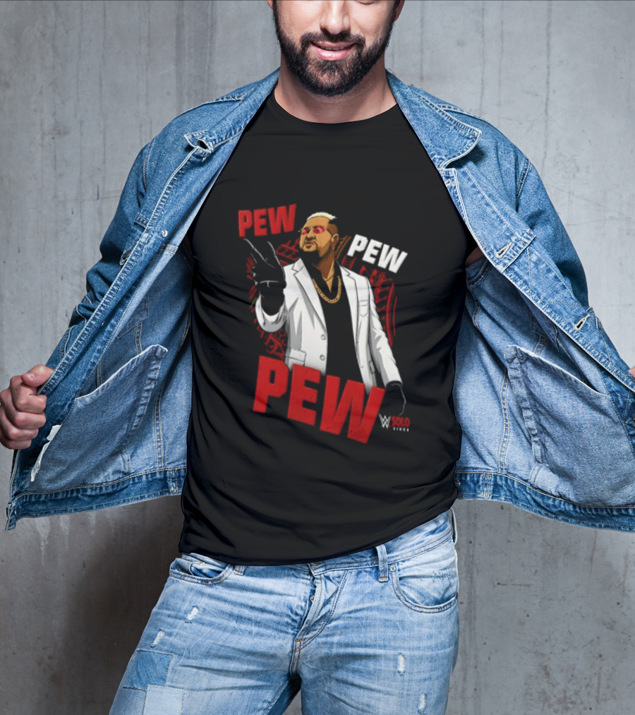 Solo Sikoa Pew Pew WWE Finger Guns White Suit Red Glasses T-Shirt