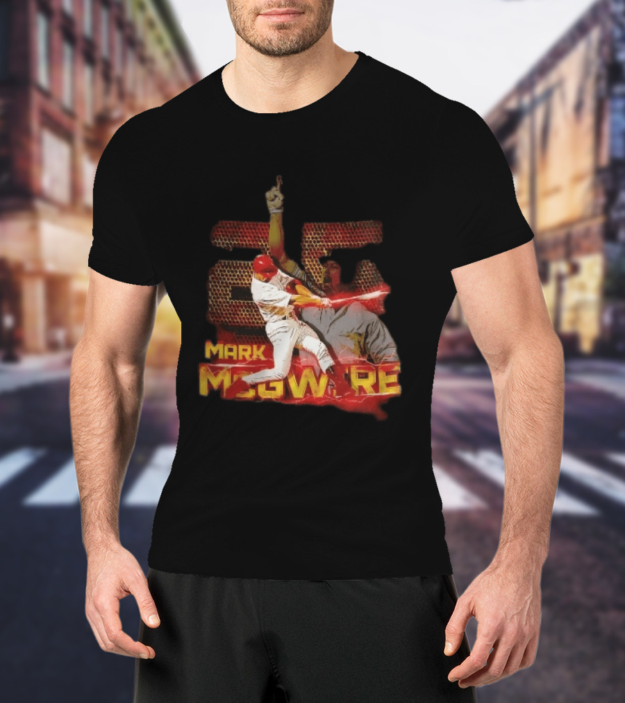 Mark McGwire Baseball Dynamic Red Lightning Swing T-Shirt