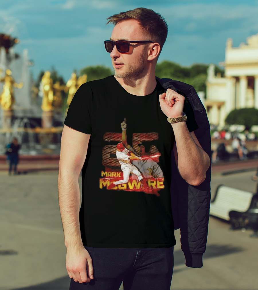 Mark McGwire Baseball Dynamic Red Lightning Swing T-Shirt
