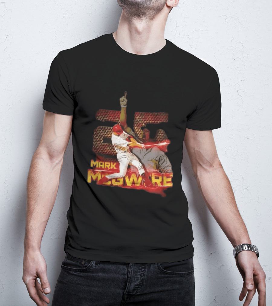 Mark McGwire Baseball Dynamic Red Lightning Swing T-Shirt