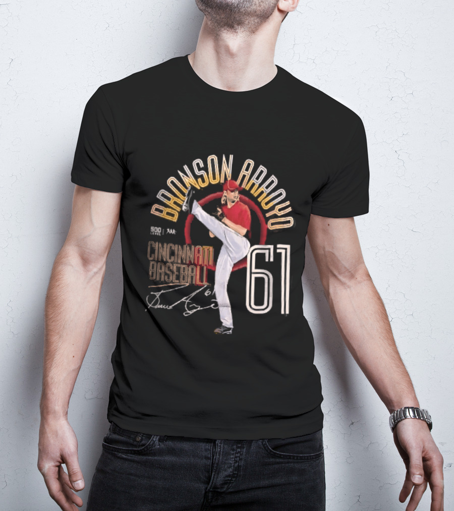 Cincinnati Baseball Bronson Arroyo 61 High Leg Kick T-Shirt