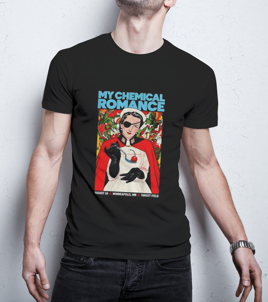 My Chemical Romance Nurse Eye Patch Cherry August 24 Minneapolis Target Field T-Shirt