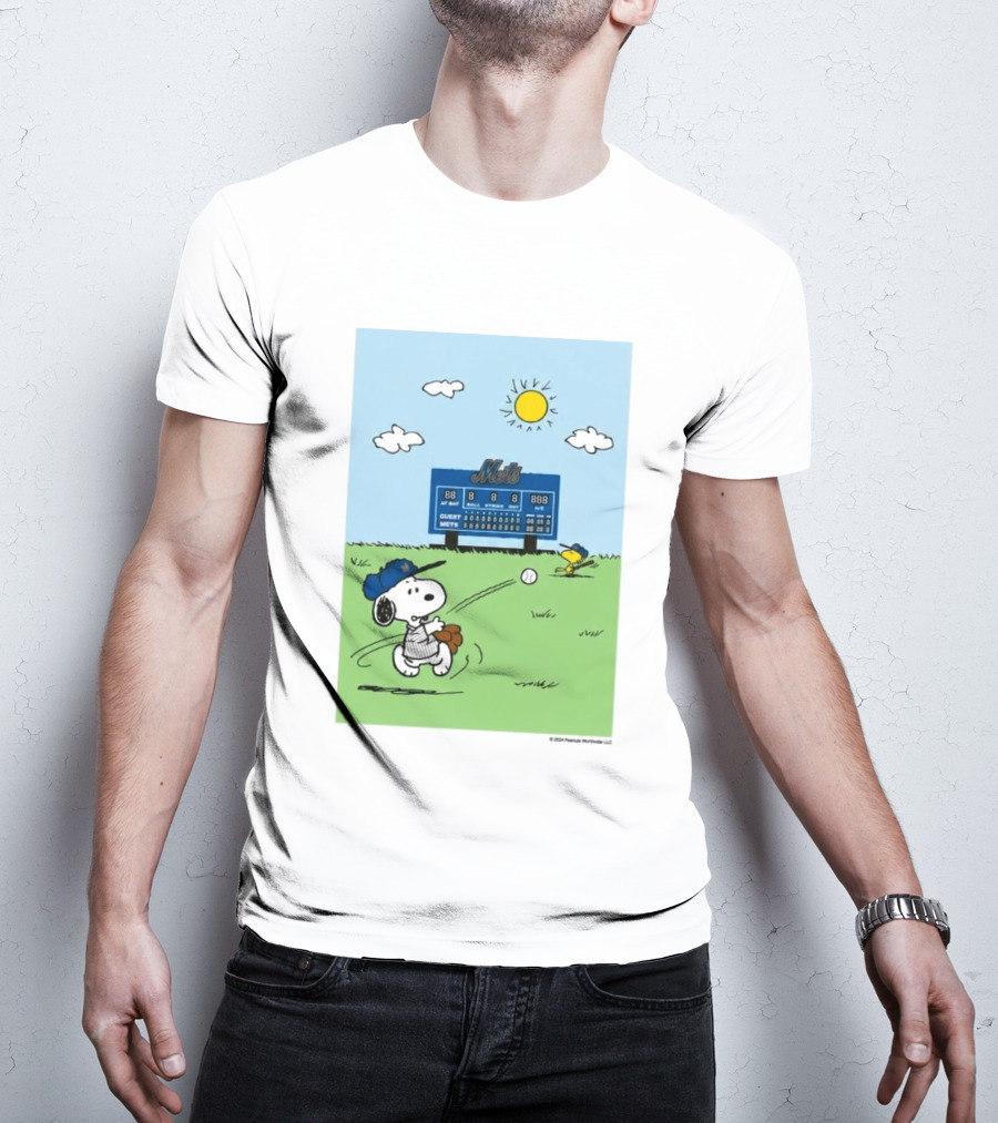 2026 Mets Snoopy Woodstock Baseball Game Scoreboard T-Shirt