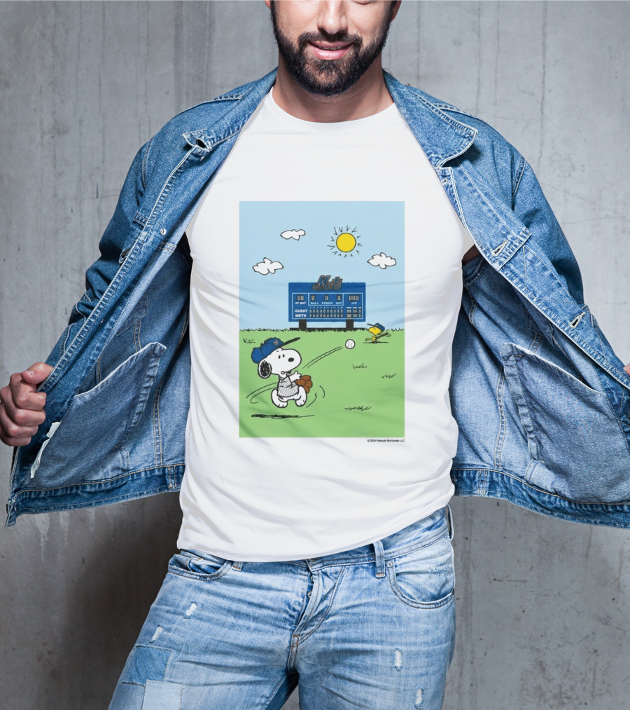 2026 Mets Snoopy Woodstock Baseball Game Scoreboard T-Shirt