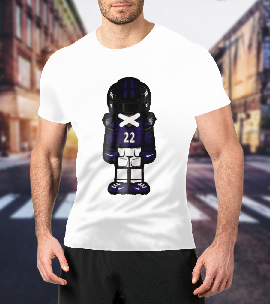 Baltimore Ravens Number 22 Cartoon Character Purple Uniform Football Player T-Shirt