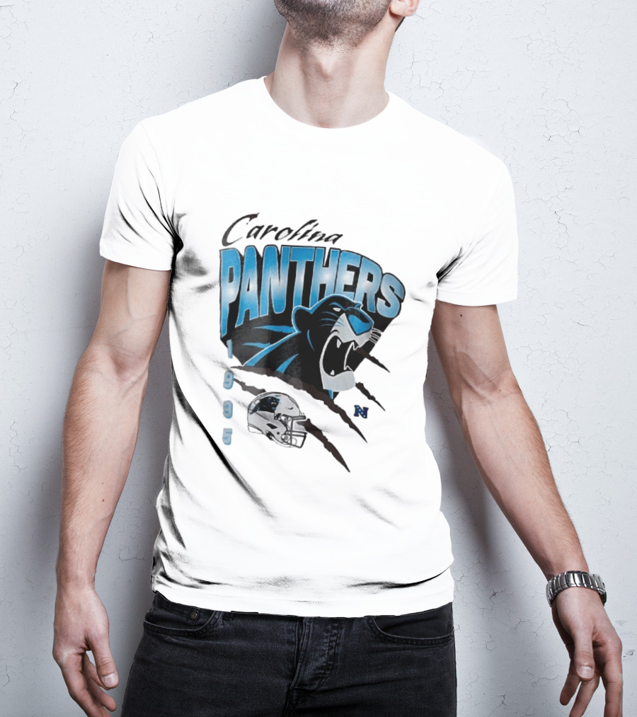 Carolina Panthers 1995 Roaring Head Claw Marks Football Helmet T-Shirt