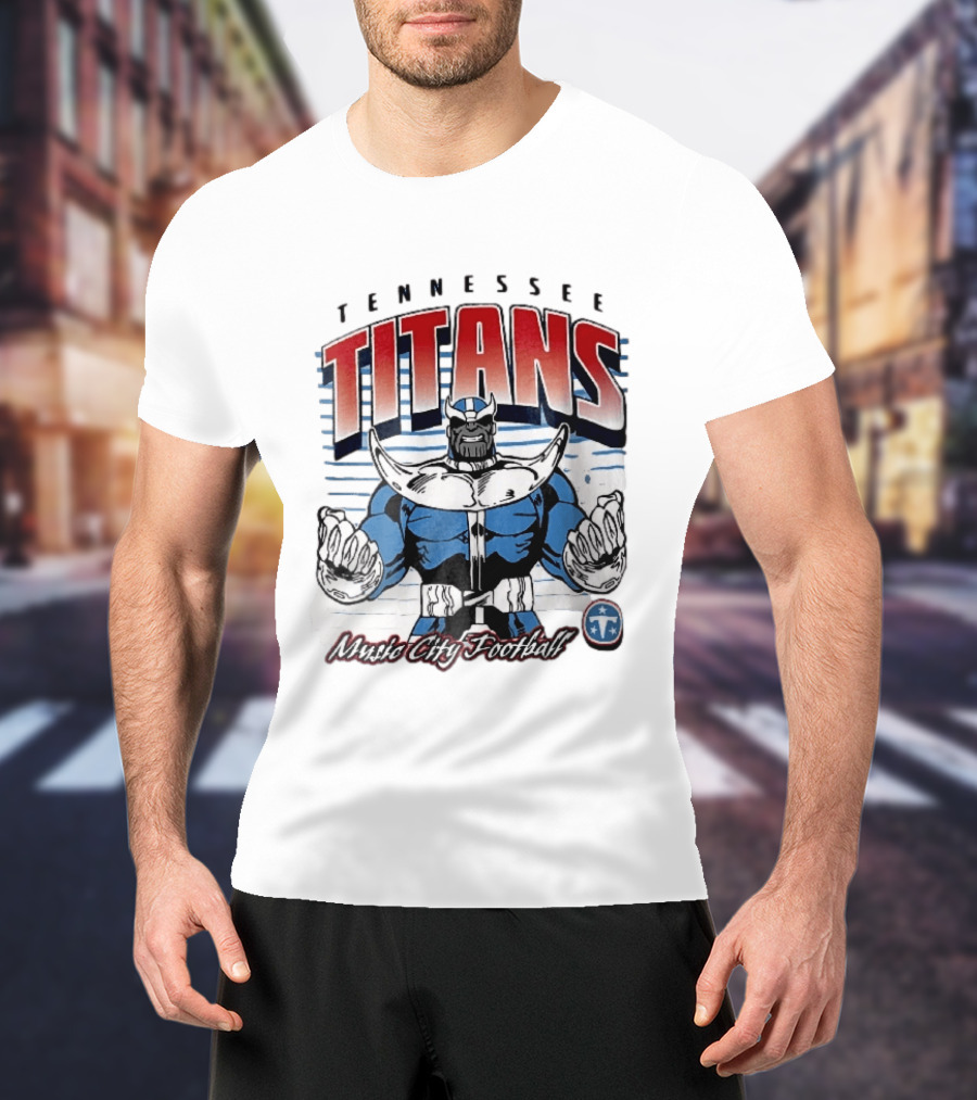 Tennessee Titans Music City Football Cartoon Comic Armor T-Shirt