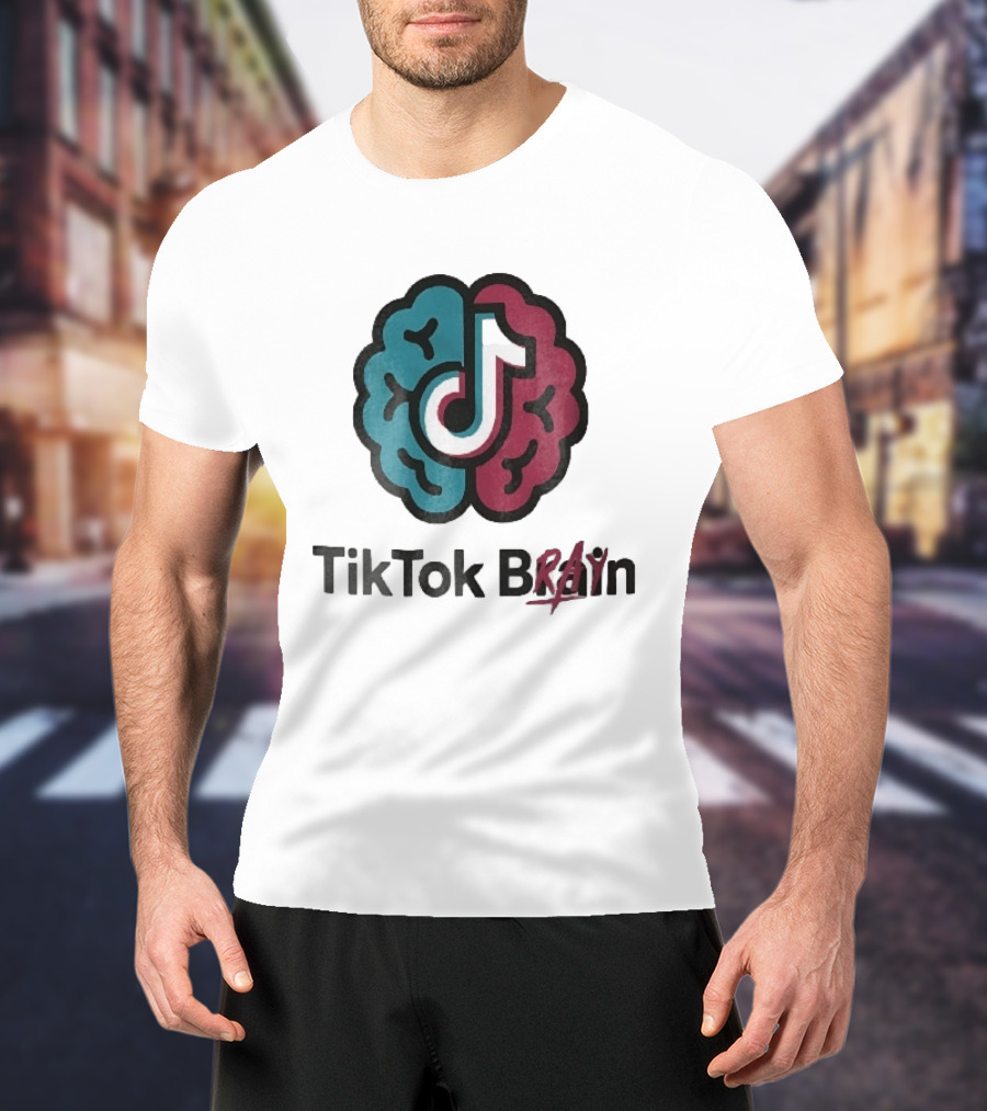 TikTok Brain Rot Teal Pink Hemispheres Music Note T-Shirt