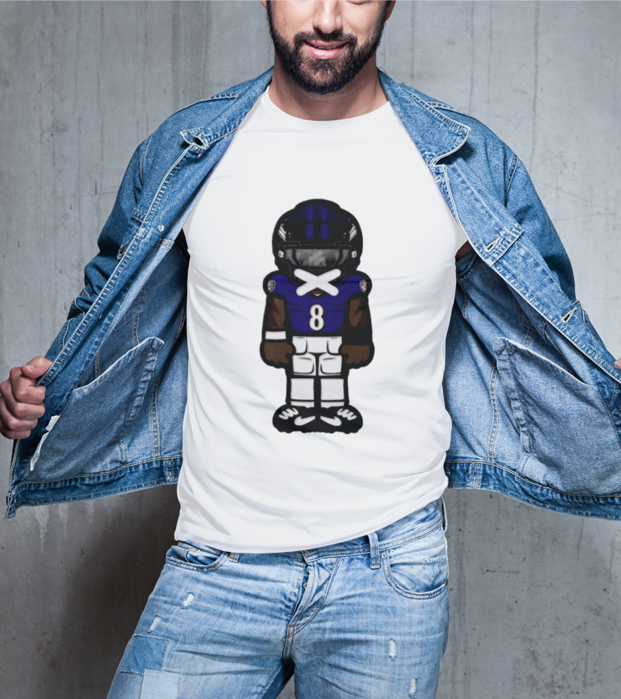 Lamar Jackson Baltimore Ravens Chibi Football 2026 Ravens Jersey Number 8 T-Shirt