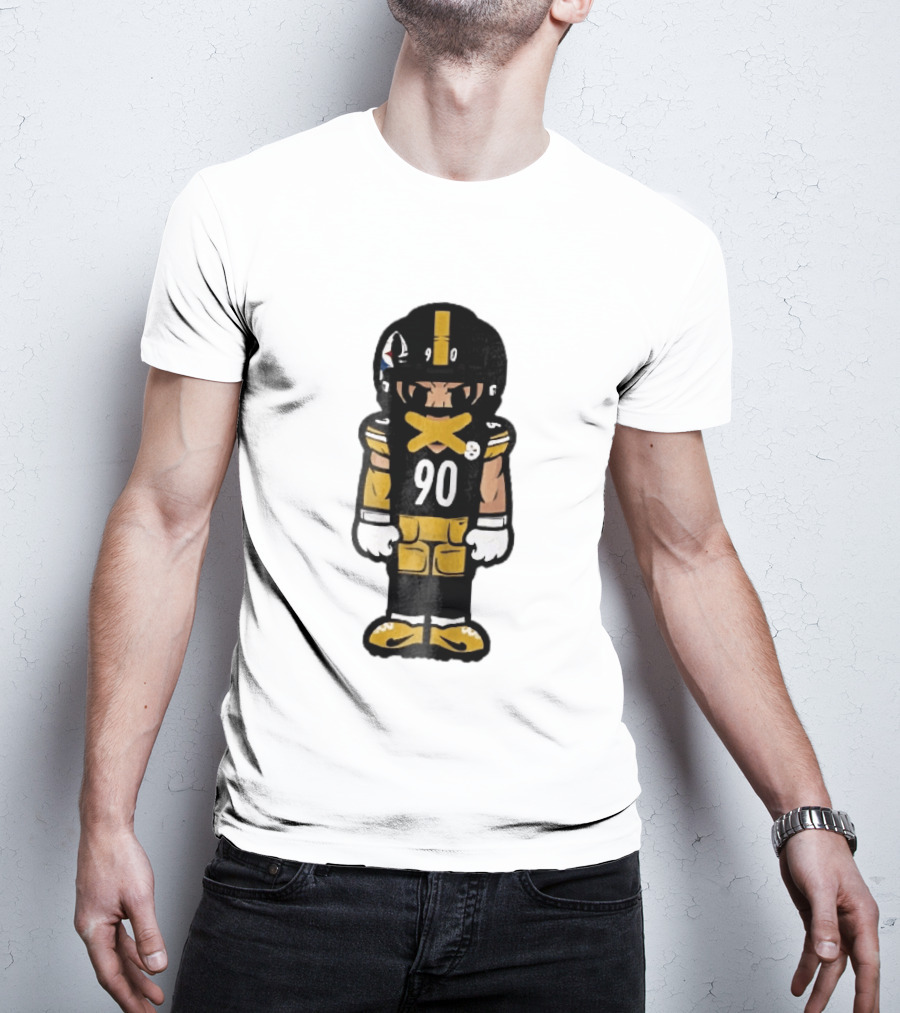 Pittsburgh Steelers 90 Cartoon Football Player Yellow Tape Mouth Iconic Team T-Shirt