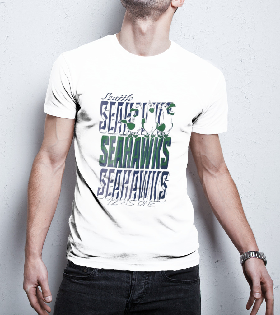 Lynch Seattle Seahawks 12 As One Three Seagulls Caricature 3D Lettering T-Shirt