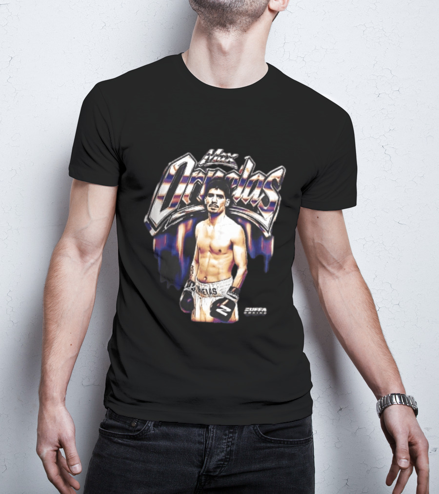 Max Ornelas Boxer Stance Metallic Chrome Lettering Flames Zuffa Boxing Bootleg T-Shirt