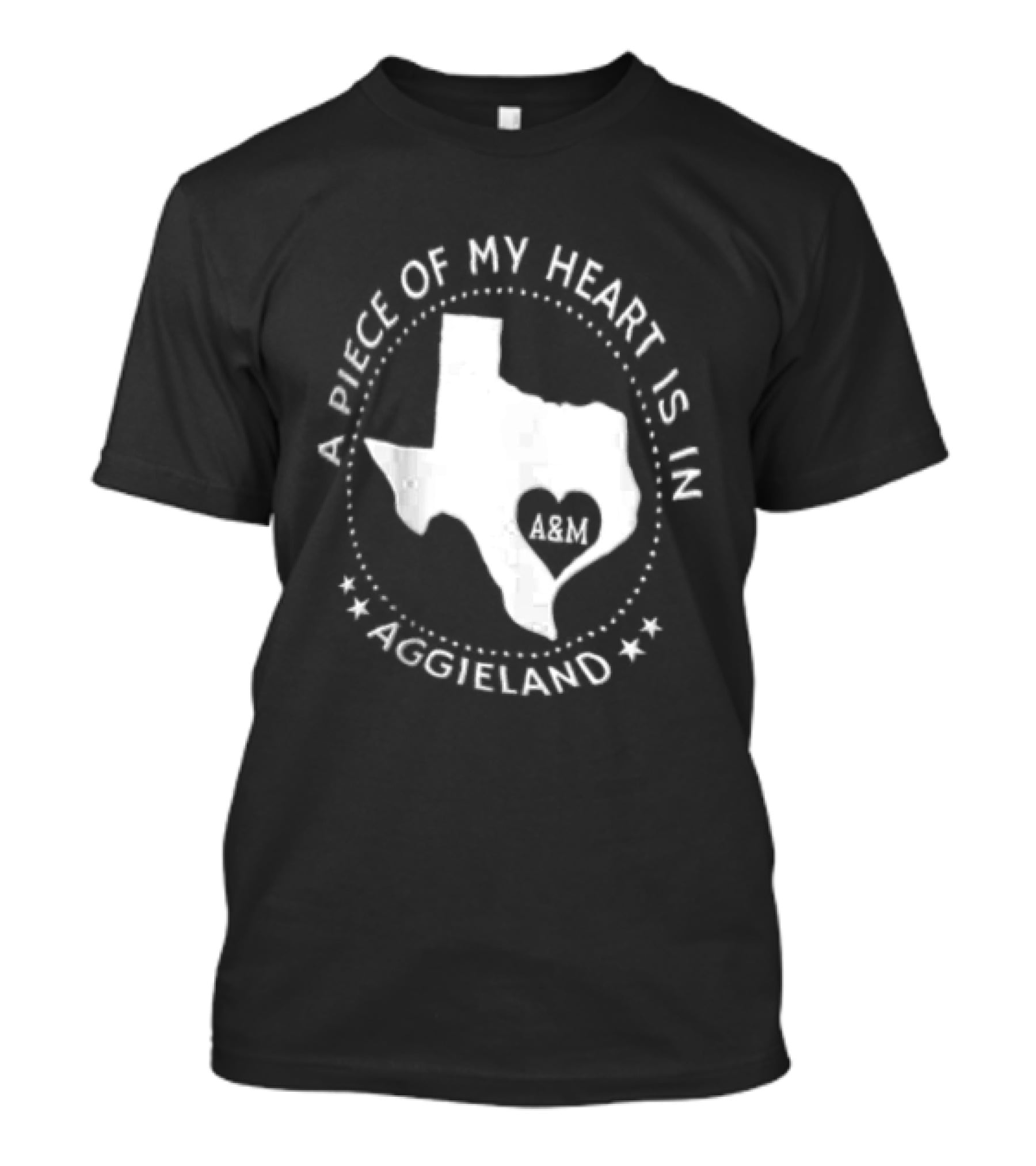 A Piece Of My Heart Is In Aggieland Texas A&M University Map Heart T-Shirt