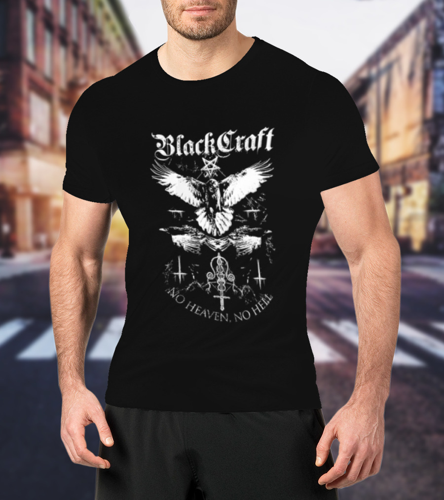 Blackcraft No Heaven No Hell Raven Symbol Gothic T-Shirt