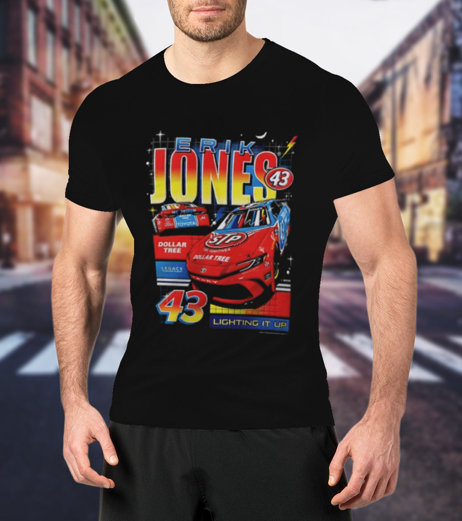 Erik Jones 43 Dollar Tree Toyota Legacy Motor Club Lighting It Up Racing Car T-Shirt