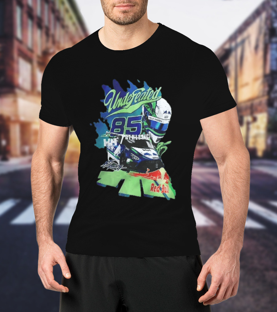 Undefeated 85 Athletics Red Bull Helly Hansen Race Car Helmet Splashes T-Shirt
