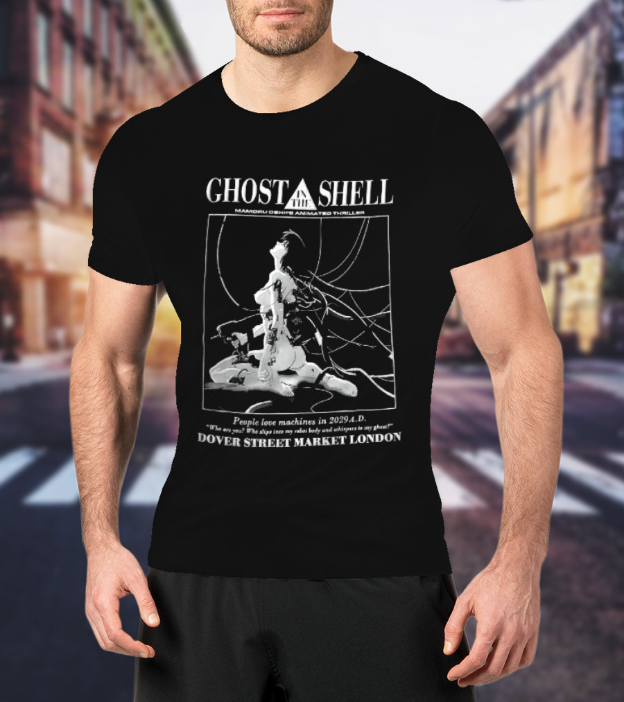 Dover Street Market London Ghost In The Shell Mamoru Oshii 2029 Cyborg Female Wires Gun People Love Machines T-Shirt