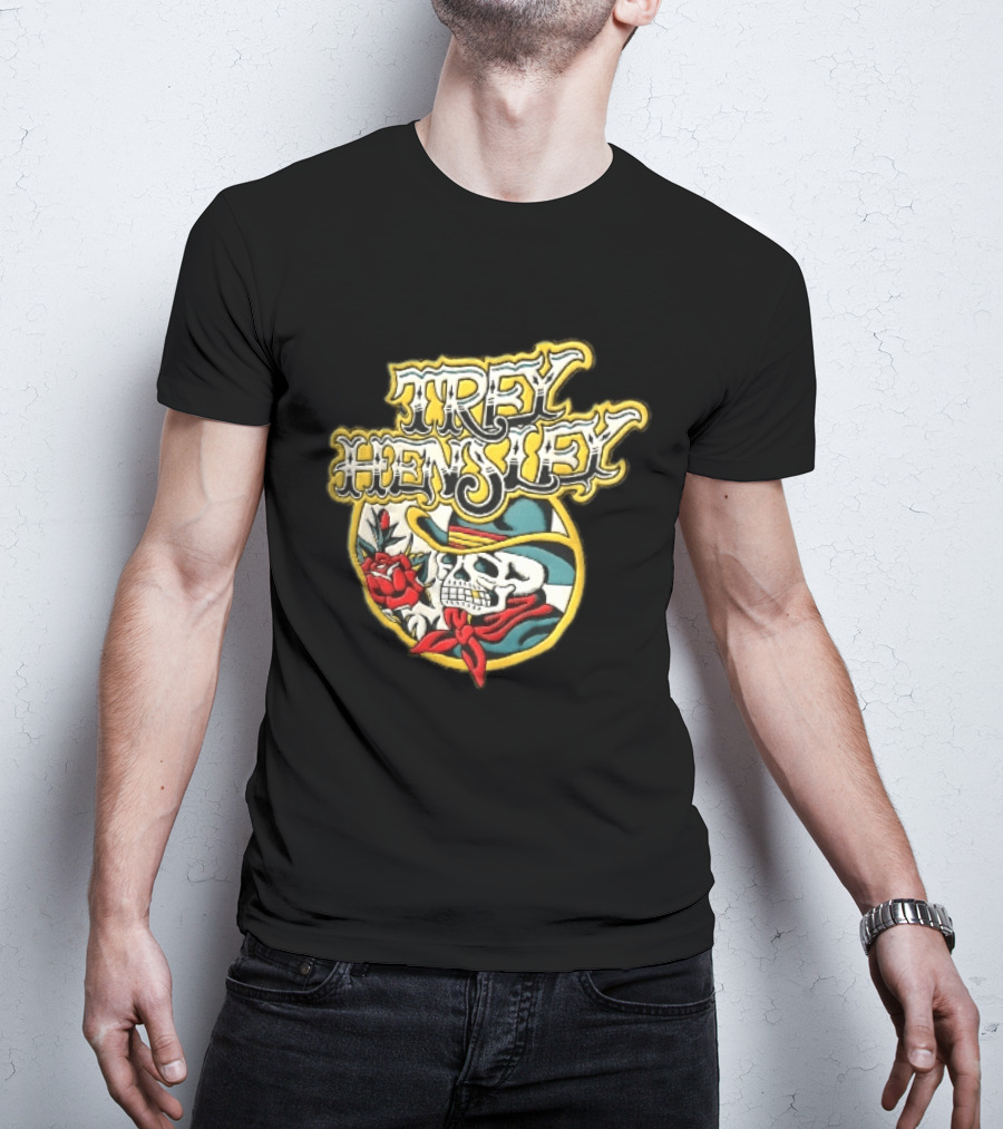 Trey Hensley Skeleton Cowboy Red Rose Traditional Tattoo T-Shirt